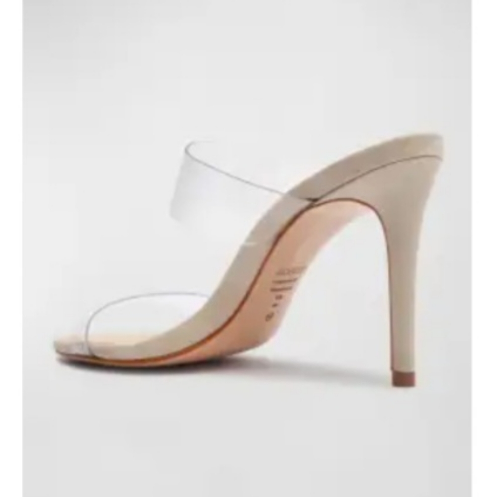 SCHUTZ ARIELLA VINYL AND LEATHER SANDAL.
